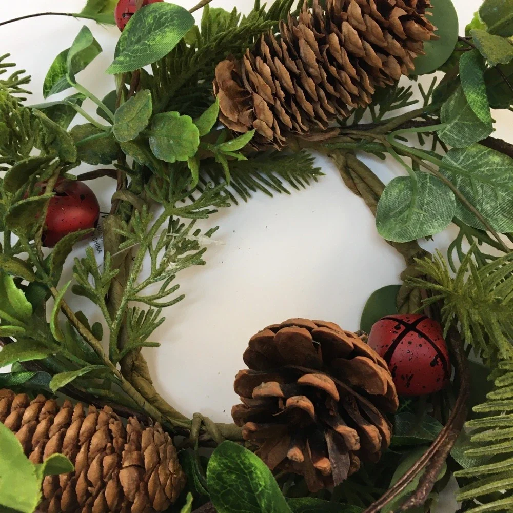 Pine Mini Wreath‎ with cones and jingle bells Rustic Holiday 8